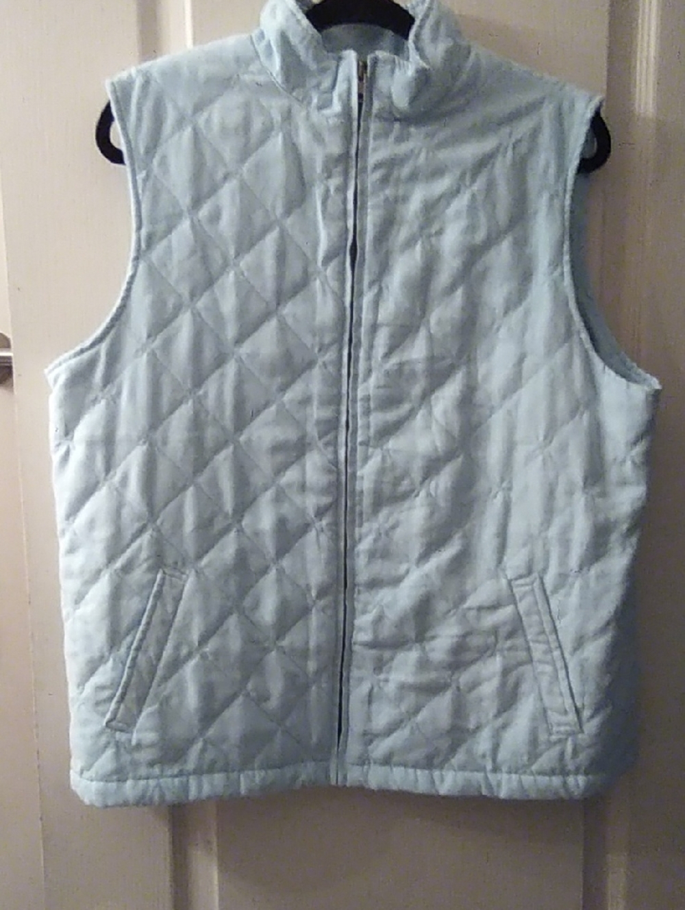 Light Blue Quilted Zip-Up Vest
